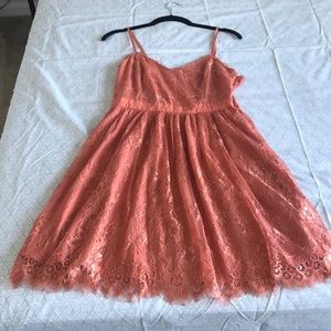 Coral lace dress